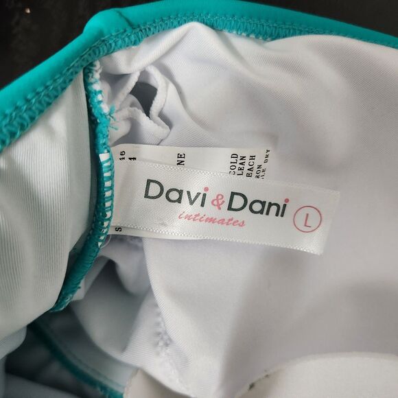 DAVI & DANI Women's Green White Flowers One Piece Bikini Size L - Picture 5 of 10